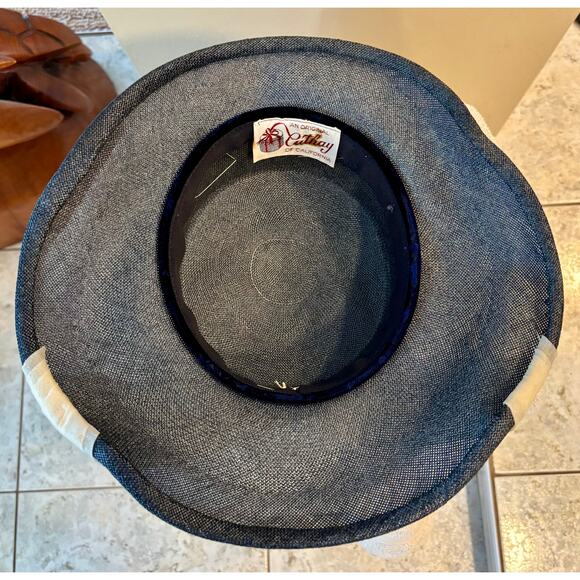 Cathay California Original Vintage Navy Blue Hat Cream Rhinestone Trim Lampshade main image 6